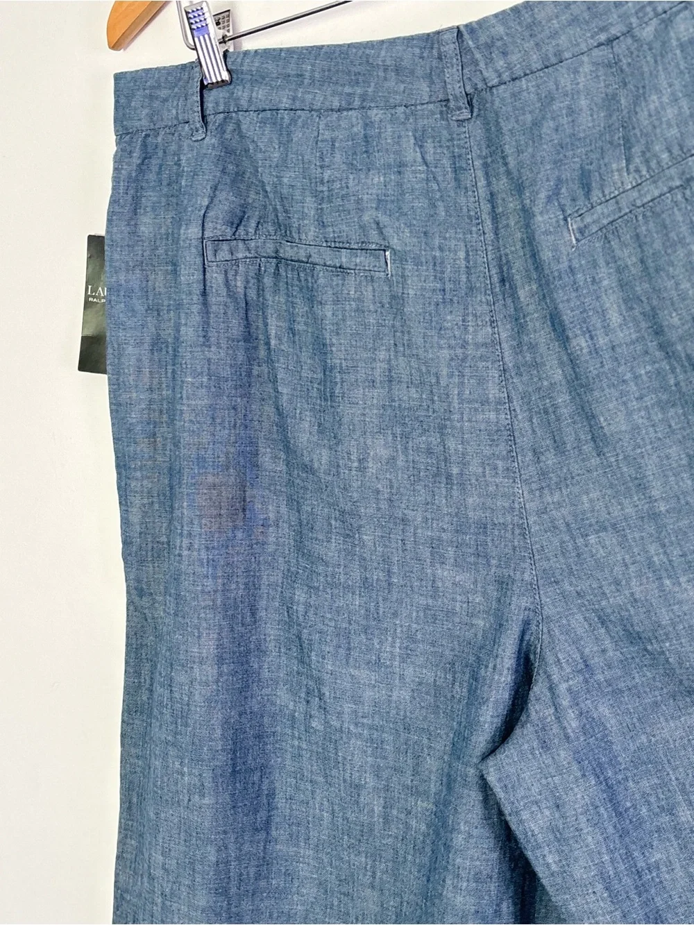 Lauren Ralph Lauren Pleated Chambray Wide Leg Pants Size 16 NEW Classic L64 - Picture 12 of 15